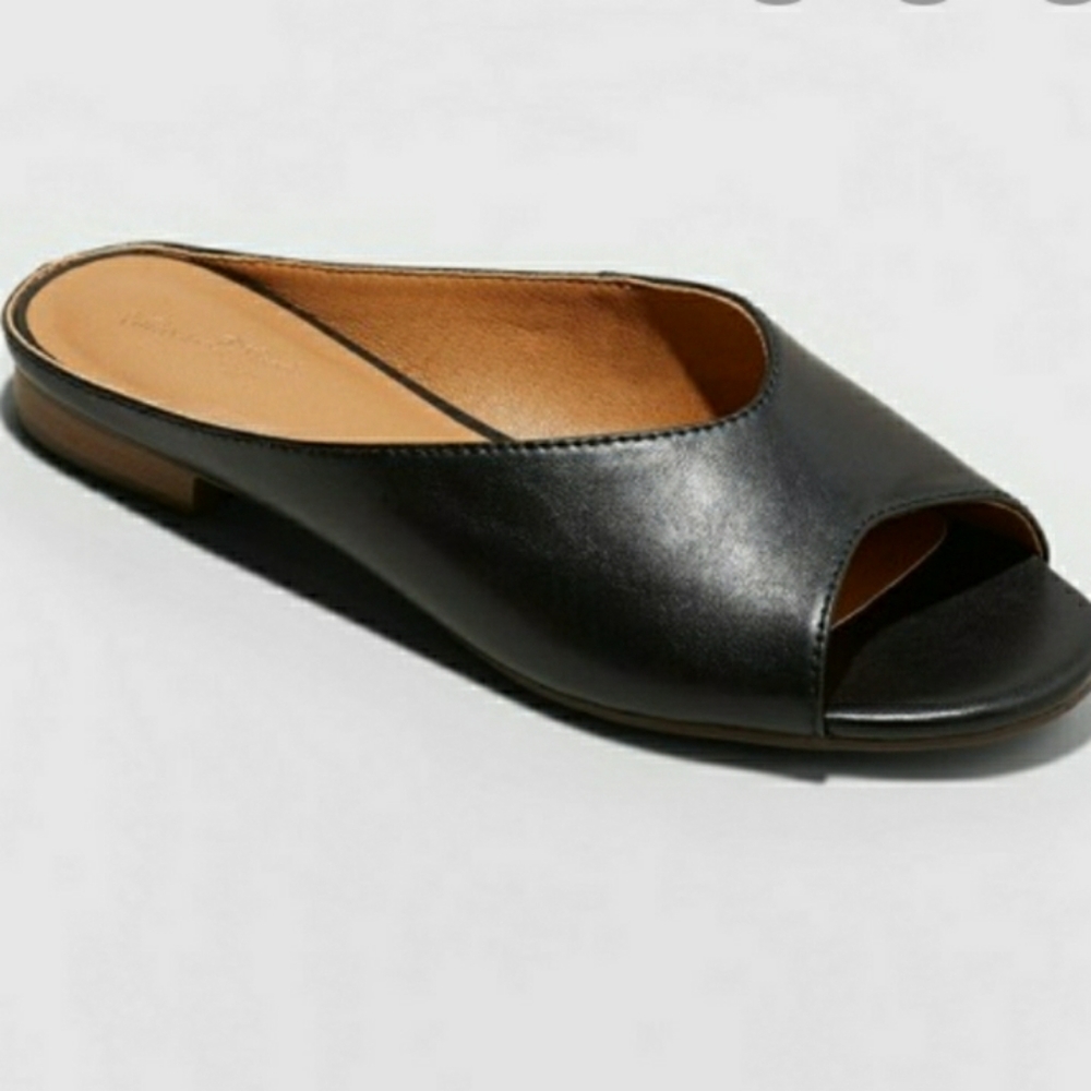 Open Toe Backless Slip on Slide Flat Mules